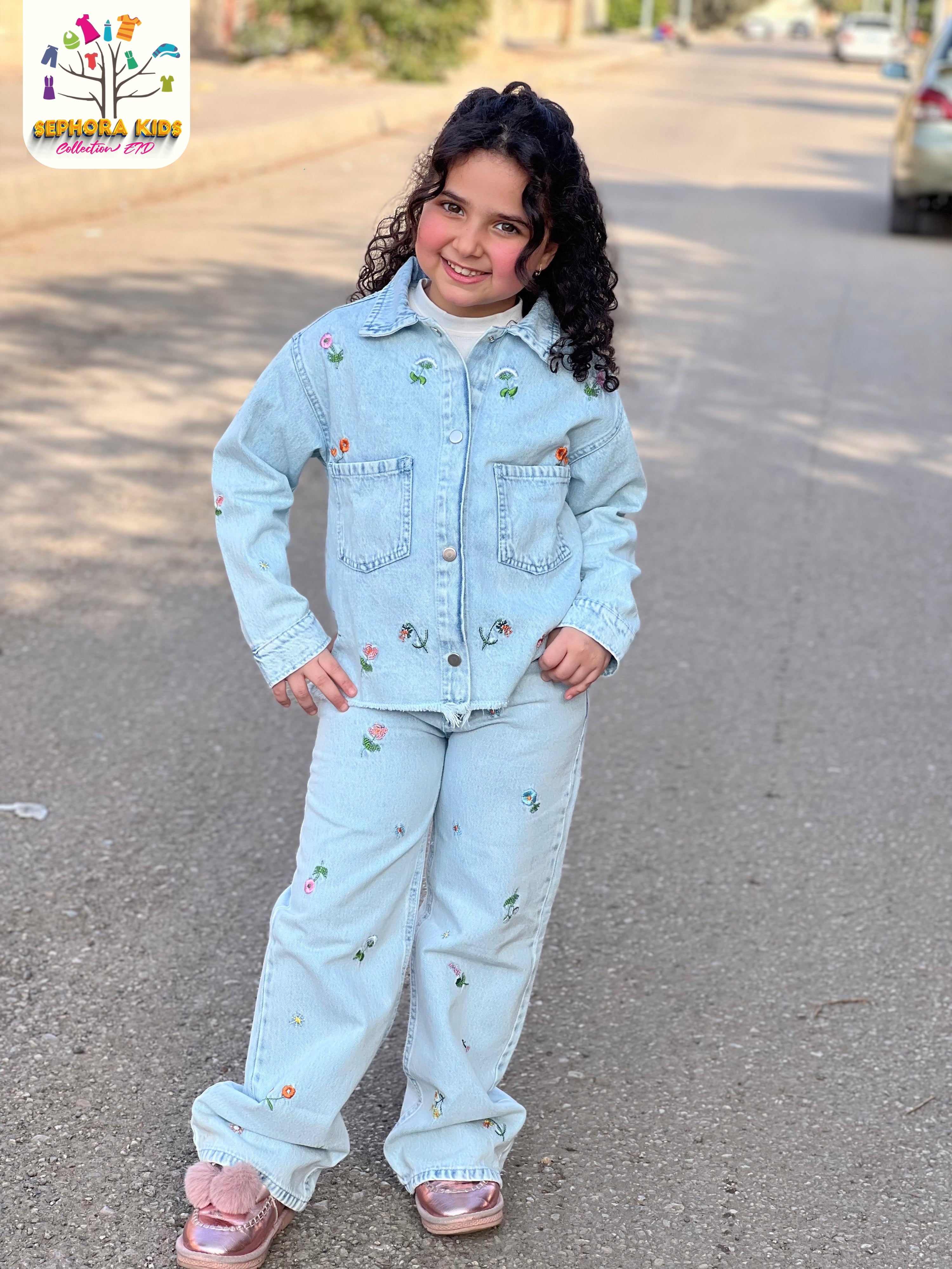 Zara Girls Denim Outfit – Jacket and Pants  طقم جينز زارا للبنات