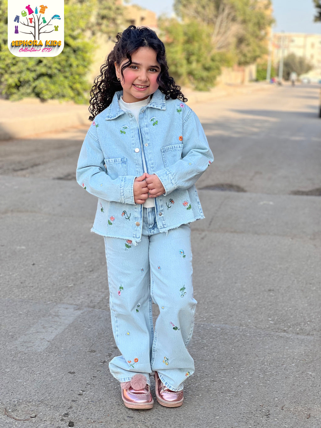Zara Girls Denim Outfit – Jacket and Pants  طقم جينز زارا للبنات