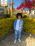 Shirt with a collar and jeans pants       طقم جينز ميكي اولادي