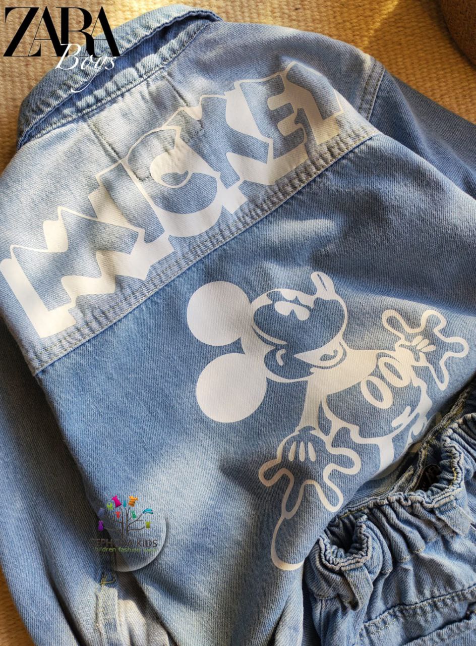 Shirt with a collar and jeans pants       طقم جينز ميكي اولادي