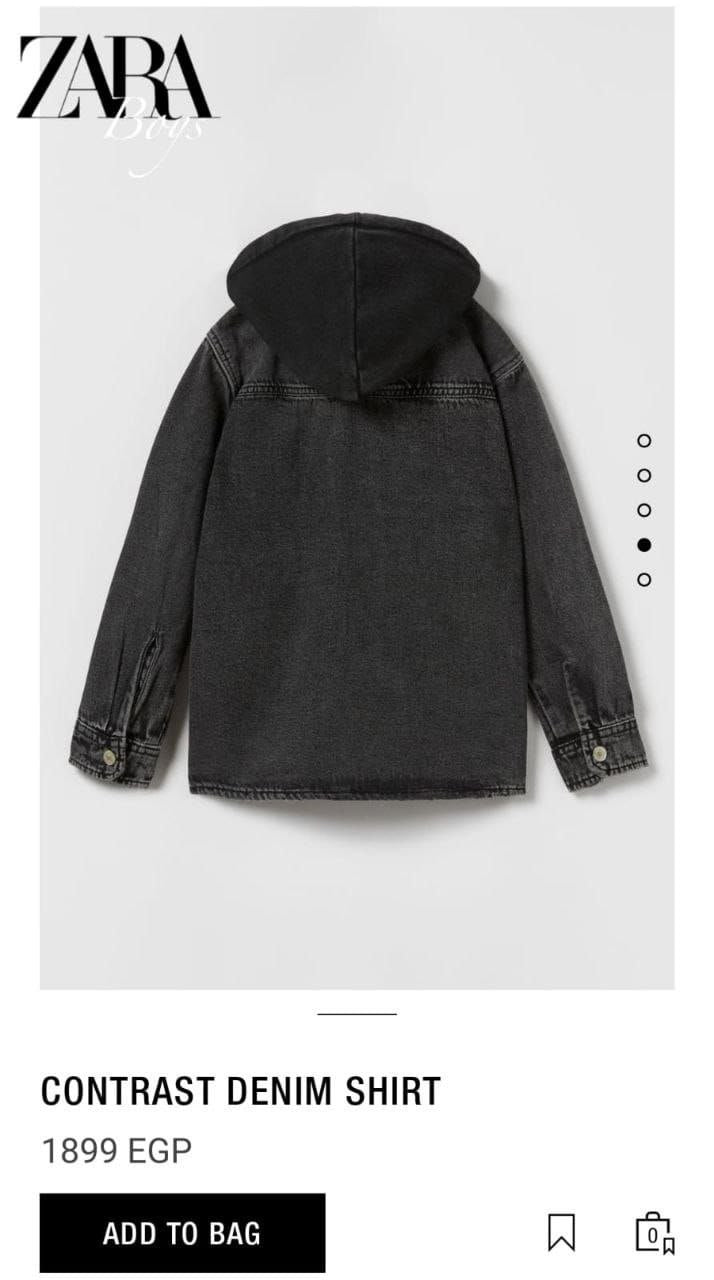 Zara Jacket and Black denim shirt with a hood   قميص جينز أسود مزود بغطاء رأس مريح